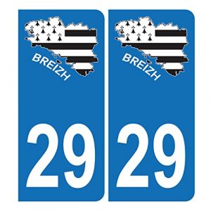 Autocollant Plaque d'immatriculation Voiture 29 Carte Bretagne