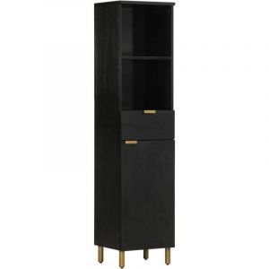 VidaXL Armoire de salle de bain noir 38x33x160 cm bois massif manguier