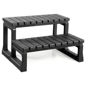 VEVOR Escalier de spa &agrave; 2 marches, marchepied de piscine gonflable robuste en PP de 610 mm de large, capacit&eacute; de charge de 145,15 kg, marche ext&eacute;rieure, pour porche, patio, terrasse, camping-car, noir