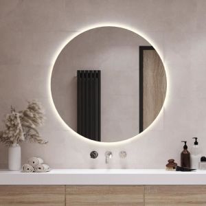 Tulup Miroir rond LED lumineux avec &eacute;clairage LED Esth&eacute;tique 60 cm lumi&egrave;re chaude &agrave; fixer au mur Miroir de maquillage miroir pour beaut&eacute; pour Chambre &agrave; coucher Salon S&eacute;jour Salle de bain