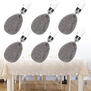 Qazuwa Lot de 6 poids de nappe en marbre avec clips - Pour la famille, le camping, le mariage, le jardin (gris)