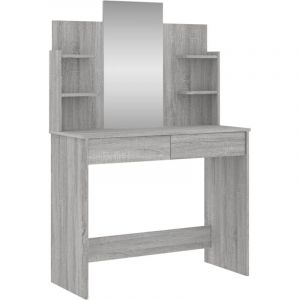 Image de VidaXL Coiffeuse avec miroir sonoma gris 96x39x142 cm