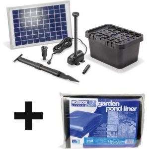 Kit bassin complet 750l max, avec liner et pompe solaire 600L-10W filtre immergé