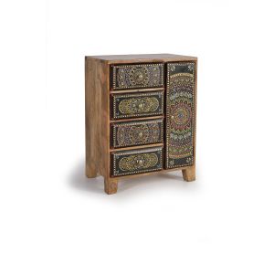 Table de Chevet 4 Tiroirs Bois Marron 45x30x60cm - Décoration d'Autrefois