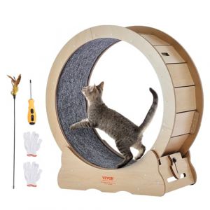 VEVOR Roue d'exercice pour Chat 750 mm Grande Roue de Course pour Chat d'Intérieur, avec Tapis Roulant Amovible, Teaser pour Chat pour Courir, Marcher, Entraînement, Convient à la Plupart des Chats