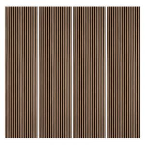 4 x panneau insonorisant d&eacute;coratif mural 240x60cm en bois de noyer fonc&eacute; Kover-NS