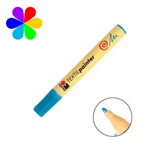 Marabu 011703095 - Marqueur pour tissu Textil Painter, bleu azur, pointe ogive 2-4 mm