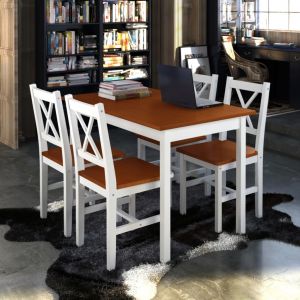 VidaXL Ensemble de salle ? manger 5 pcs Marron et blanc