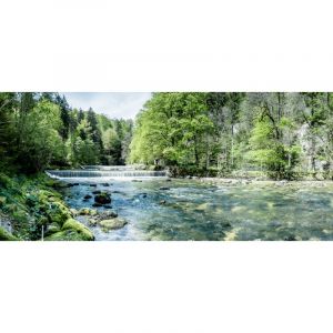 Tableau sur verre synt tique fleuve naturel 65x145 cm