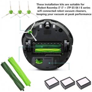 Lot de rouleau lavable, brosse latérale et filtre HEPA pour iRobot Roomba?ensemble de pièces détachées et accessoires pour aspirateur robot intelligent, convient parfaitement aux modèles i7 + Plus Romba E5 E6?