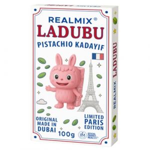 REALMIX Chocolat Duba&iuml; &Eacute;dition Limit&eacute;e LADUBU D&eacute;lice de Duba&iuml; aux pistaches et Cheveux dange Fondants Fabriqu&eacute; &agrave; Duba&iuml; 100g