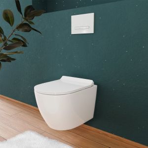 Ceramia PixL WC suspendu en c&eacute;ramique sans bride Tornado Quiet et fixations invisibles + abattant frein de chute, blanc (CEPX010RTORPWM)