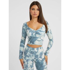 Guess Crop top imprimé floral Bleu - Couleur Bleu - Taille L