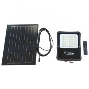 V-TAC VT-55100 Projecteur led 1200lm aliment&eacute; par panneau solaire batterie photovolta&iuml;que 12W avec t&eacute;l&eacute;commande lumi&egrave;re blanche froide 6400k sku