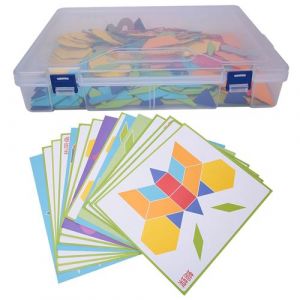 170pcs Forme de géométrie en bois enfants tangram blocs de construction puzzle jeu éducatif jouet