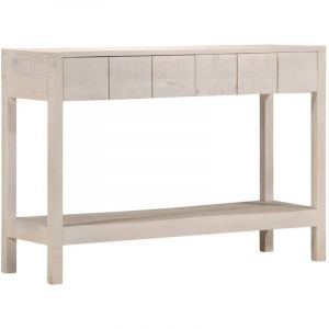 VidaXL Table console blanc 110x35x75 cm bois de manguier solide