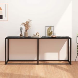 VidaXL Table console Marbre noir 180x35x75,5 cm Verre trempé