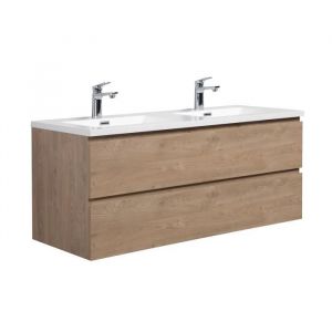 Badplaats - Meuble de salle de bain Angela 120 cm Chêne Châtaignier – Armoire rangement - Chêne châtaignier