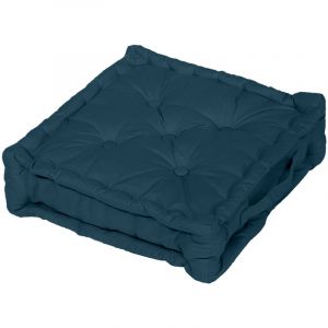 Soleil d'Ocre Coussin tapissier en Coton 50x50x10 cm Panama Bleu Canard