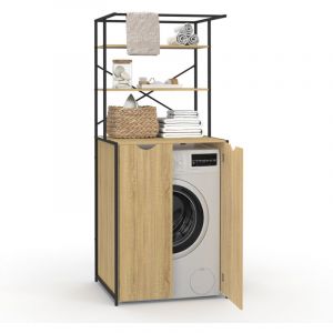 Idmarket Meuble dessus machine &agrave; laver ferm&eacute; DETROIT design industriel