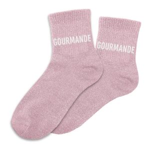 Sud trading Chaussettes Paire de chaussettes rose clair pailletées Gourmande