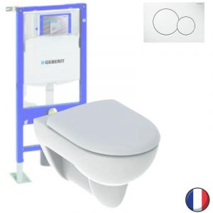 Geberit Pack WC suspendu sans bride Renova + Bati support + Plaque Sigma01 blanc alpin