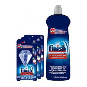 Finish Liquide de Rin&ccedil;age Lave-Vaisselle 800 ml + Protecteur de Lave-Vaisselle Anticalcaire x3