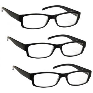 Image de The Reading Glasses Lunettes de Lecture Noir Léger Confortable Lecteurs Valeur Pack 3 Designer Style Hommes/Femmes UVR3Pk032 +3,50