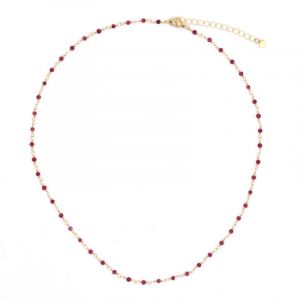 Image de Moonstone - Collier Elisa Jade rouge en laiton dor&eacute;