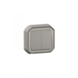 Legrand Commande double étanche pour réaliser 3 fonctions Plexo IP55 IK08 livrée complète pour fixation en encastré - gris - Gris