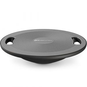 Hop-Sport Planche d'équilibre avec poignées, Diamètre 40 cm, Capacité de charge de 150 kg, Plateau d'équilibre oscillant antidérapant, Balance Board pour le renforcement musculaire et l’amélioration de l'équilibre et de la coordination, Gris