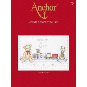 Image de Anchor ACS06 Point de Croix compté-Celebration Kits-The Toy Shelf Birth Sampler, Multicolore, 20 x 33cm