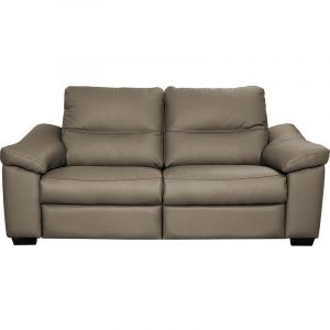 Venesetti - Canapé 2 places en 100% tout cuir épais italien vachette hambourg, couleur taupe - Taupe
