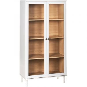 Beliani Armoire &agrave; Vitrine D&eacute;corative en Bois d'Ing&eacute;nierie Buffet Meubles de Salle &agrave; Manger Salon Blanche Tingledale