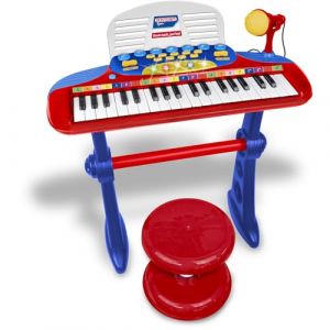 Bontempi | MiniKeyFun - Tastiera Giocattolo a 37 Tasti per Piccoli Musicisti con Microfono, Sgabello e Leggio, Rosa, 54,4x32,9x15,9 cm
