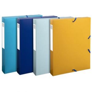 Exacompta Réf. 59140E - 1 boîte de classement avec élastiques Bee Blue - en polypropylène recyclé - dos 4 cm - dimensions 25 x 33 cm - pour A4 - couleurs aléatoires - livrées montées