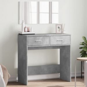 VidaXL Coiffeuse avec miroir gris béton 80x39x80 cm, table de maquillage, table à bijoux, coiffeuse avec miroir, coiffeuse de maquillage
