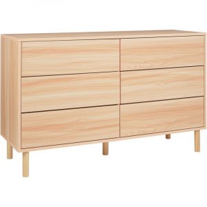Beliani Commode À 6 Tiroirs En Bois Clair Sharpe