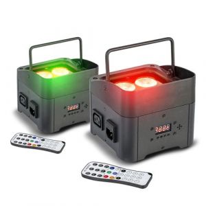 Ibiza Light Projecteurs PAR TBOX-QUAD4 &agrave; LED 4 de 4W Rouge-Vert-Bleu-Ambre 4-en-1 - Lot de 2 inclus