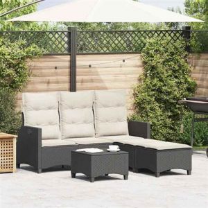 Image de VidaXL Salon de jardin 3 pcs avec coussins forme L noir résine tressée, ensemble de canapé d'extérieur 3328638