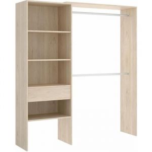 Pegane Armoire placard extensible coloris naturel - Longueur 110-160 x Hauteur 187 x Profondeur 40 cm