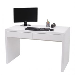 Mendler Bureau HWC-G51, bureau bureau informatique table de travail, blanc brillant ~ 120x60cm