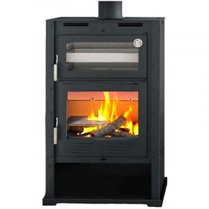 Fm Poêle à bois turbo M-107 T 9,5kW avec portes en fonte et four inox