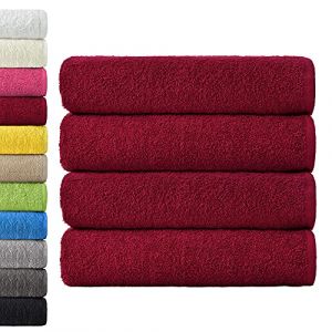 NatureMark Lot de 4 draps de Douche, 70 x 140 cm, Bordeaux, 100% Coton