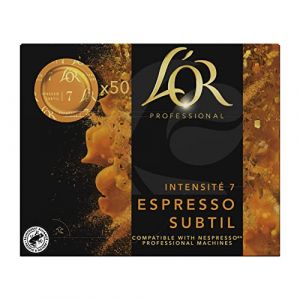 Philips L'OR Professional, 50 Capsules de Caf&eacute; Espresso Subtil, Intensit&eacute; 7, 100% Grains Arabica, Compatibles Nespresso* Professionnel