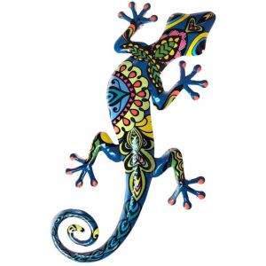 Signes Grimalt D&eacute;coration murale en m&eacute;tal color&eacute; en forme de l&eacute;zard - Style d&eacute;coratif pour jardin