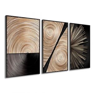 DekoArte - Décoration Murale | Tableaux avec cadre | Texture en gel acrylique appliquée à la main | Nordique | 3 pièces 150x70cm
