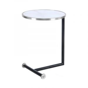 Table d'Ap Design "Servant" 62cm Argent & Blanc Prix