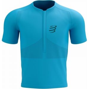 Compressport Maillot manches courtes demi zip trail fitted ss top hawaiian ocean bleu