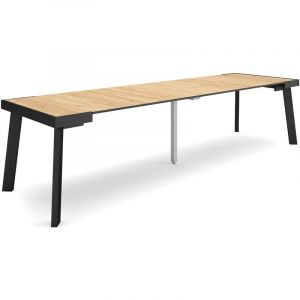 Table console extensible, Console meuble, 300, Pour 14 personnes, Pieds en bois, Style moderne, Chêne - Skraut Home